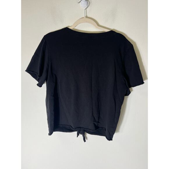 Lilla P Black V-Neck Short Sleeve Raw Hem Sz S - Picture 2 of 3